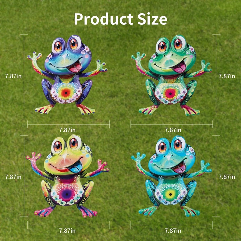 Junware Metal Frog Wall Decor, 8Pcs Frogs Wall Art Sculptures Hanging Sculpture Decoration, Outdoor Fence Arts for Home Garden, Fence, Patio, Yard, Bedroom Outside Gifts for Adults - Image 3